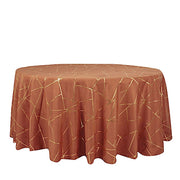 120" Polyester Round Tablecloth with Metallic Geometric Pattern
