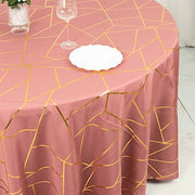 120" Polyester Round Tablecloth with Metallic Geometric Pattern