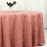120" Polyester Round Tablecloth with Metallic Geometric Pattern