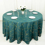 120" Polyester Round Tablecloth with Metallic Geometric Pattern