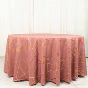 120" Polyester Round Tablecloth with Metallic Geometric Pattern