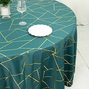 120" Polyester Round Tablecloth with Metallic Geometric Pattern