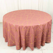 120" Polyester Round Tablecloth with Metallic Geometric Pattern