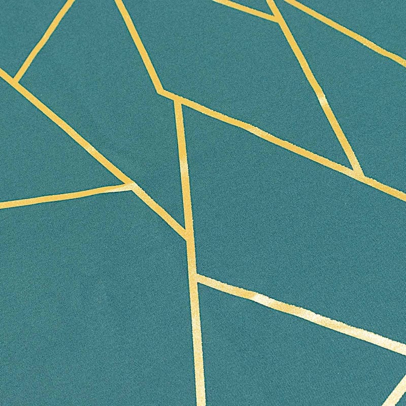 120" Polyester Round Tablecloth with Metallic Geometric Pattern