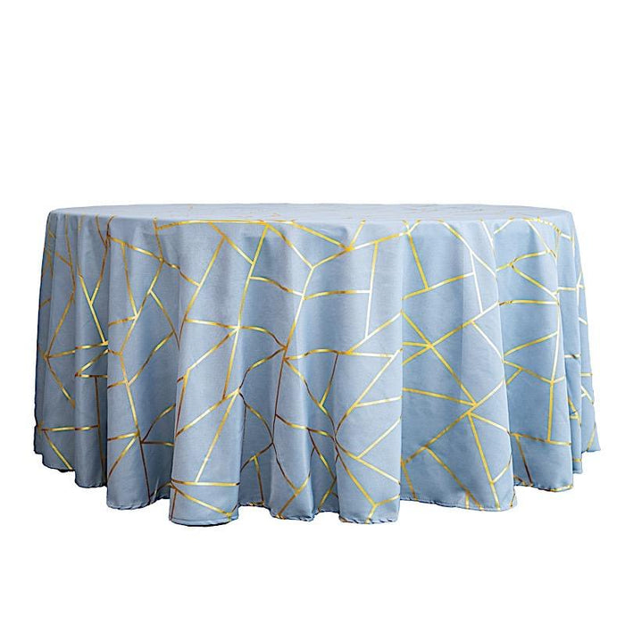 120" Polyester Round Tablecloth with Metallic Geometric Pattern TAB_FOIL_120_086_G