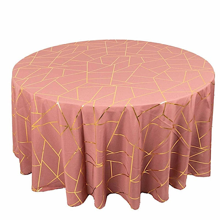 120" Polyester Round Tablecloth with Metallic Geometric Pattern TAB_FOIL_120_CRS_G