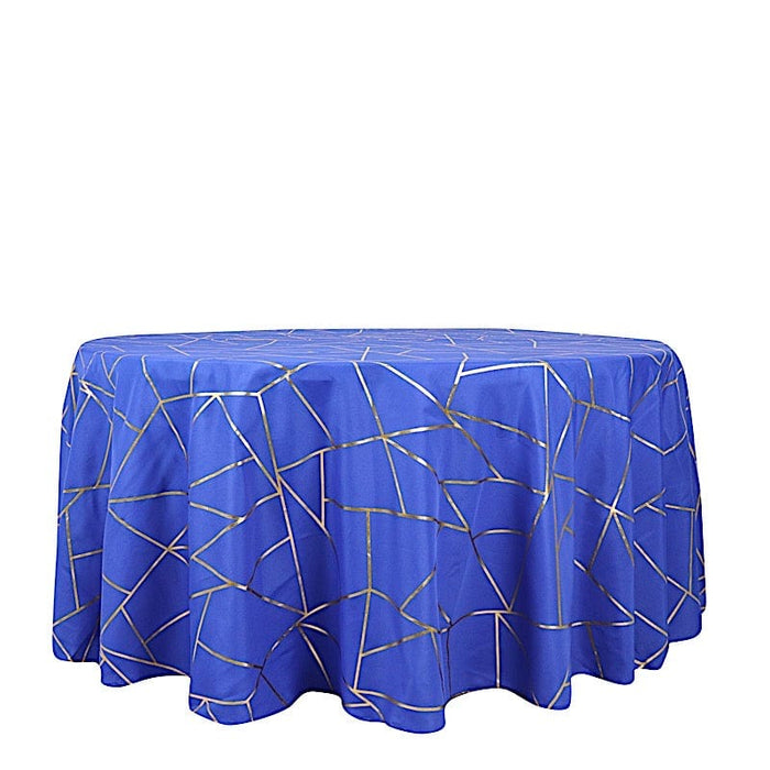 120" Polyester Round Tablecloth with Metallic Geometric Pattern TAB_FOIL_120_ROY_G