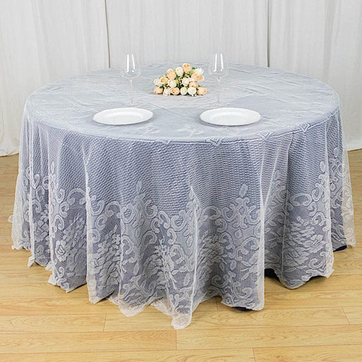 120" Premium Lace Round Tablecloth TAB_LACE01_R120_IVR