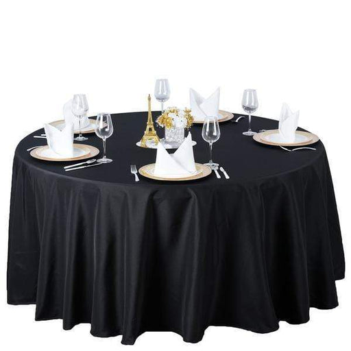 120" Premium Polyester Round Tablecloth Wedding Table Linens - Black TAB_120_BLK_PRM