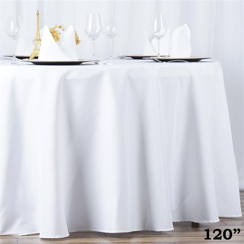 120" Premium Polyester Round Tablecloth Wedding Table Linens