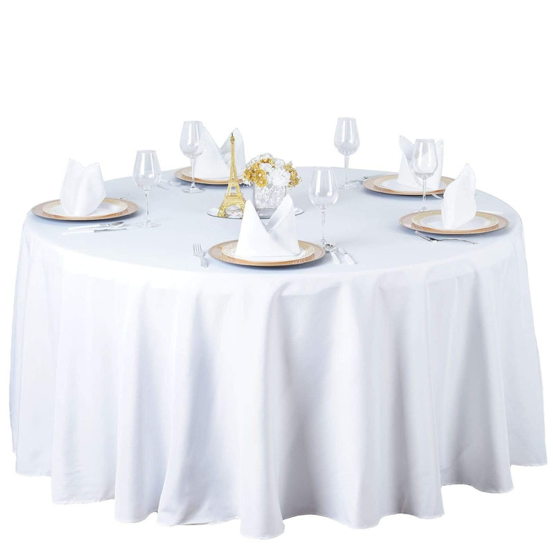 120" Premium Polyester Round Tablecloth Wedding Table Linens