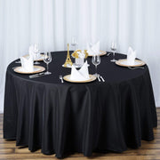 120" Premium Polyester Round Tablecloth Wedding Table Linens - Black TAB_120_BLK_PRM