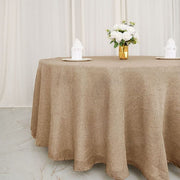 120" Round Faux Burlap Polyester Tablecloth - Natural TAB_JUTE03_120_NAT