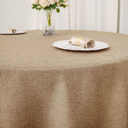 120" Round Faux Burlap Polyester Tablecloth - Natural TAB_JUTE03_120_NAT