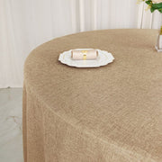 120" Round Faux Burlap Polyester Tablecloth - Natural TAB_JUTE03_120_NAT