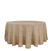 120" Round Faux Burlap Polyester Tablecloth - Natural TAB_JUTE03_120_NAT