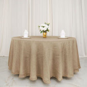120" Round Faux Burlap Polyester Tablecloth - Natural TAB_JUTE03_120_NAT