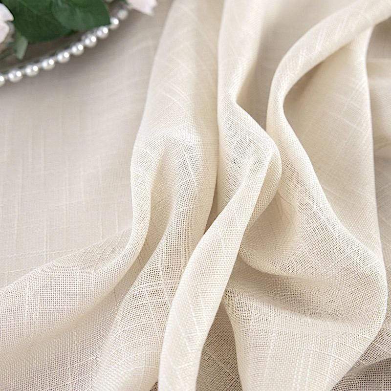 120" Round Premium Faux Burlap Polyester Tablecloth - Beige TAB_JUTE02_120_081