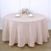120" Round Premium Faux Burlap Polyester Tablecloth - Blush TAB_JUTE02_120_046