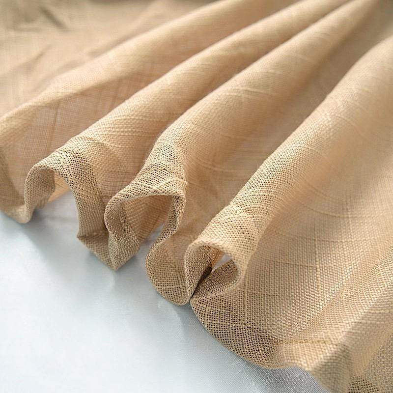 120" Round Premium Faux Burlap Polyester Tablecloth - Natural Brown TAB_JUTE02_120_NAT