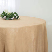 120" Round Premium Faux Burlap Polyester Tablecloth - Natural Brown TAB_JUTE02_120_NAT