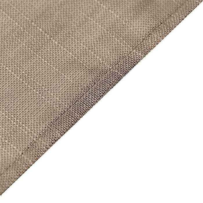120" Round Premium Faux Burlap Polyester Tablecloth - Taupe Brown TAB_JUTE02_120_063