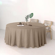 120" Round Premium Faux Burlap Polyester Tablecloth - Taupe Brown TAB_JUTE02_120_063
