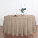 120" Round Premium Faux Burlap Polyester Tablecloth - Taupe Brown TAB_JUTE02_120_063