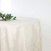 120" Round Premium Faux Burlap Polyester Tablecloth