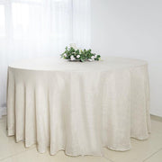 120" Round Premium Faux Burlap Polyester Tablecloth