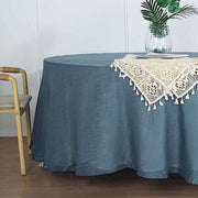 120" Round Premium Faux Burlap Polyester Tablecloth