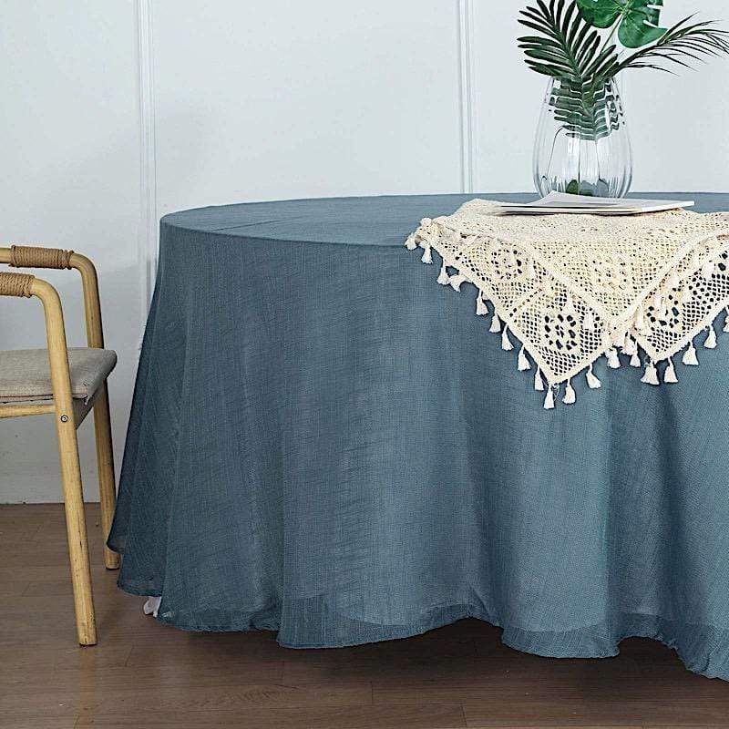 120" Round Premium Faux Burlap Polyester Tablecloth