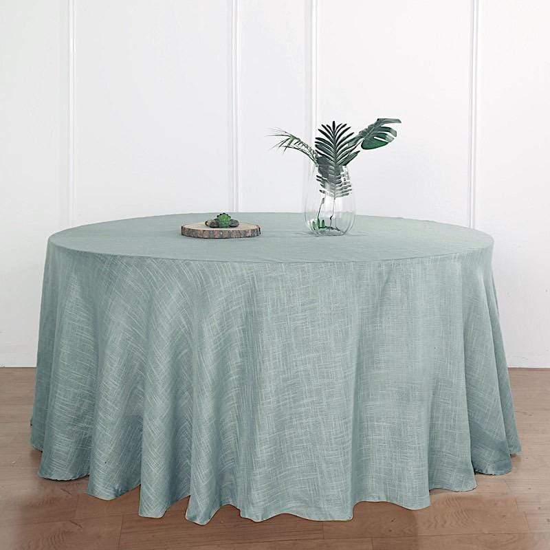 120" Round Premium Faux Burlap Polyester Tablecloth