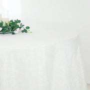 120" Round Premium Faux Burlap Polyester Tablecloth