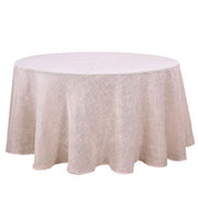 120" Round Premium Faux Burlap Polyester Tablecloth - Blush TAB_JUTE02_120_046