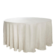 120" Round Premium Faux Burlap Polyester Tablecloth - Beige TAB_JUTE02_120_081