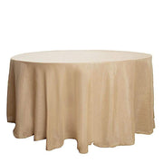 120" Round Premium Faux Burlap Polyester Tablecloth - Natural Brown TAB_JUTE02_120_NAT
