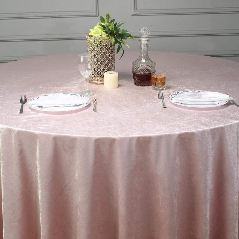 120" Round Premium Velvet Tablecloth - Blush TAB_VEL_120_046