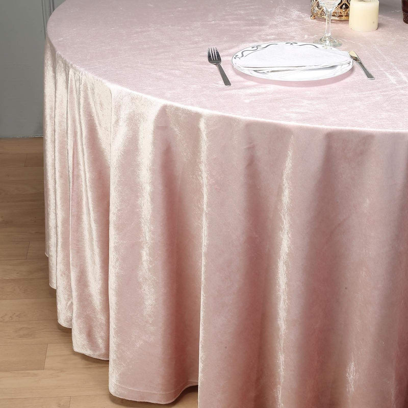 120" Round Premium Velvet Tablecloth - Blush TAB_VEL_120_046