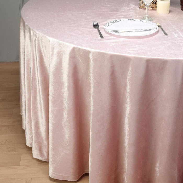 120" Round Premium Velvet Tablecloth - Blush TAB_VEL_120_046