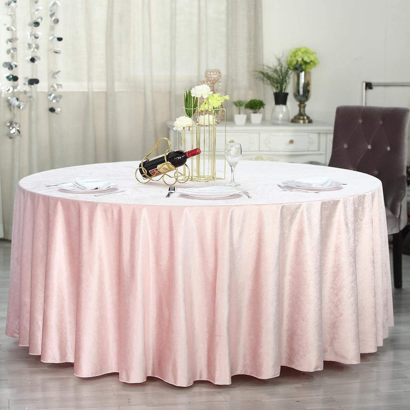 120" Round Premium Velvet Tablecloth - Blush TAB_VEL_120_046