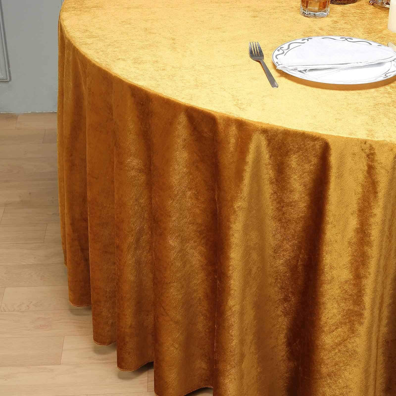120" Round Premium Velvet Tablecloth - Gold TAB_VEL_120_GOLD