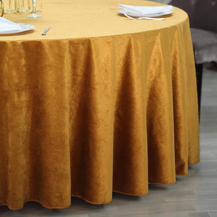 120" Round Premium Velvet Tablecloth - Gold TAB_VEL_120_GOLD