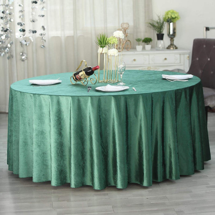 120" Round Premium Velvet Tablecloth - Hunter Green TAB_VEL_120_036