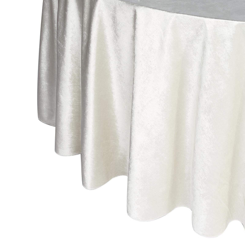 120" Round Premium Velvet Tablecloth - Ivory TAB_VEL_120_IVR