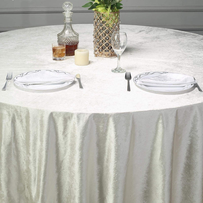 120" Round Premium Velvet Tablecloth - Ivory TAB_VEL_120_IVR