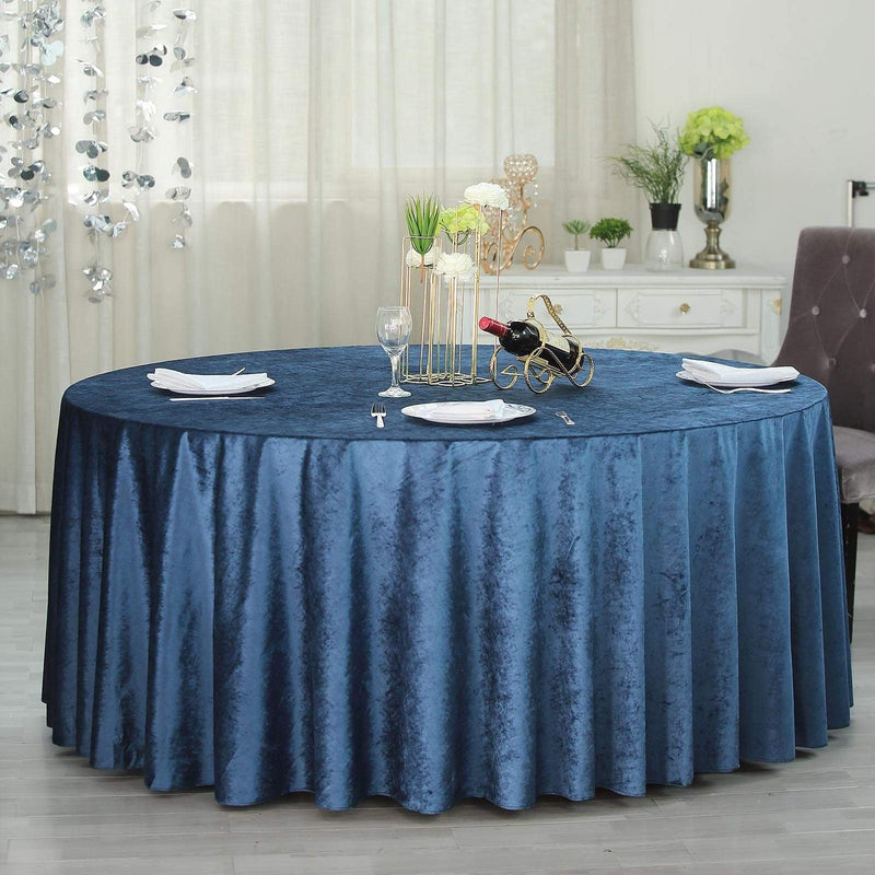 120" Round Premium Velvet Tablecloth - Navy Blue TAB_VEL_120_NAVY