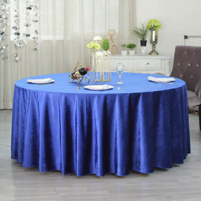 120" Round Premium Velvet Tablecloth - Royal Blue TAB_VEL_120_ROY