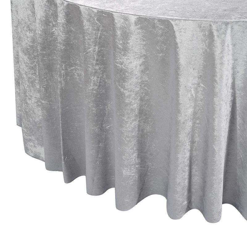 120" Round Premium Velvet Tablecloth - Silver Light Gray TAB_VEL_120_SILV