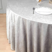 120" Round Premium Velvet Tablecloth - Silver Light Gray TAB_VEL_120_SILV
